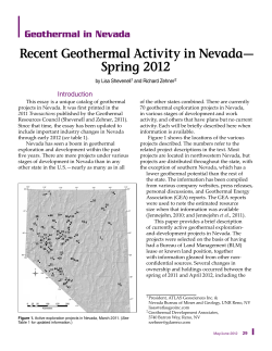 Recent Geothermal Activity in Nevada— Spring 2012