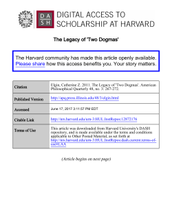 The Legacy of `Two Dogmas` The Harvard community has made this