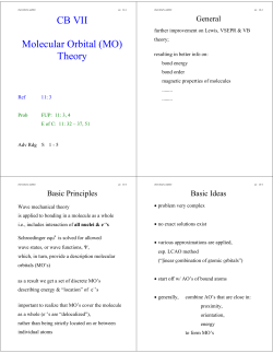 CB VII Molecular Orbital (MO) Theory