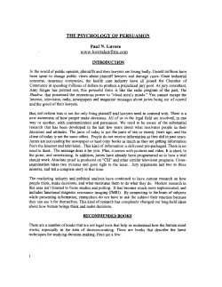 THE PSYCHOLOGY OF PERSUASION Paul N. Luvera www