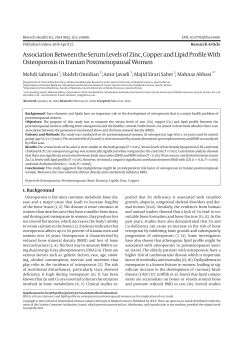 Association Between the Serum Levels of Zinc, Copper and Lipid