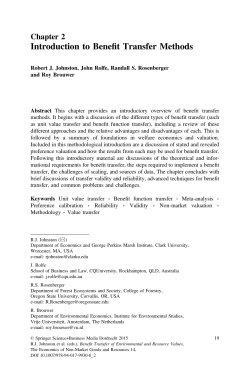 Introduction to Benefit Transfer Methods