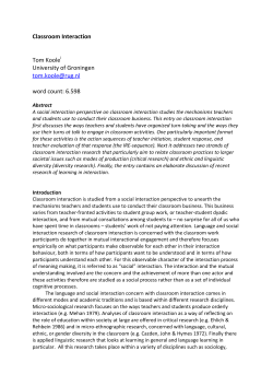 Classroom Interaction Tom Koole University of Groningen tom