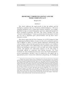 BIOMETRIC CYBERINTELLIGENCE AND THE POSSE COMITATUS