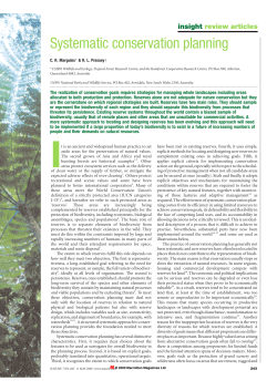 Systematic conservation planning