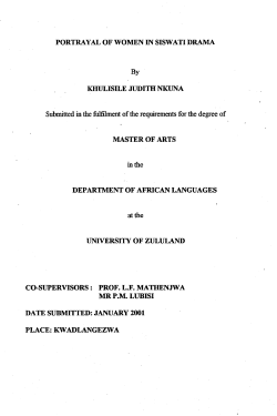 PORTRAYAL OF WOMEN IN SISWATI DRAMA KHULISILE JUDITH