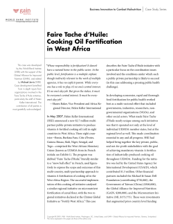 Faire Tache d`Huile: Cooking Oil Fortification in West Africa