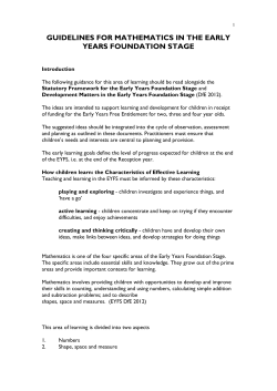 Guidelines for Mathematical Development in the Foundation Stage