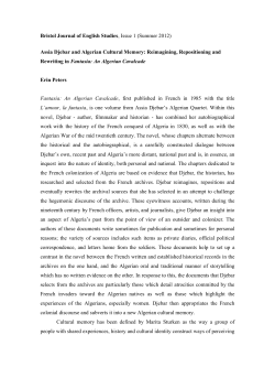 Assia Djebar and Algerian cultural memory