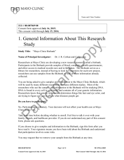 Changes to Mayo Consent Template on Long Biobank