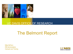 The Belmont Report - UC Davis Office of Research