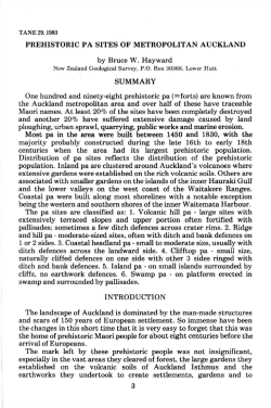 PREHISTORIC PA SITES OF METROPOLITAN AUCKLAND by