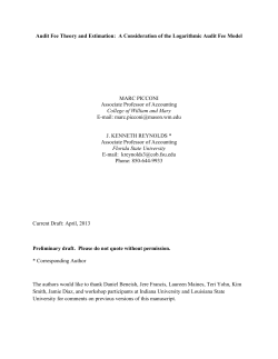 Audit Fee Theory and Estimation: A Consideration of the Logarithmic