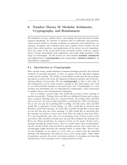 Modular Arithmetic, Cryptography