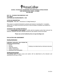 1 Fall 2014 PHY 121: PHYSICS FOR EVERYDAY LIFE SYLLABUS