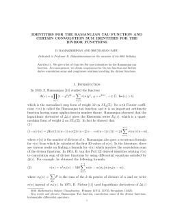 IDENTITIES FOR THE RAMANUJAN TAU FUNCTION AND