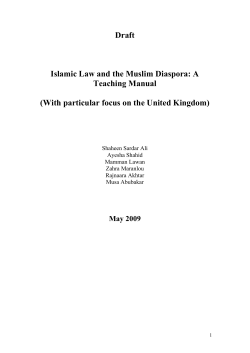 Draft Islamic Law and the Muslim Diaspora: A Teaching Manual