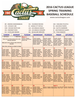 2016 CACTUS LEAGUE SPRING TRAINING BASEBALL SCHEDULE