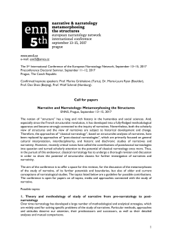 1 Call for papers Narrative and Narratology: Metamorphosing the