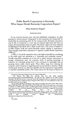 Public Benefit Corporations in Kentucky: What Impact Should