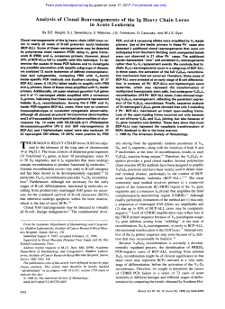 Analysis of Clonal Rearrangements of the Ig Heavy