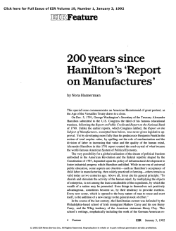 200 Years Since Hamilton`s `Report on Manufactures`