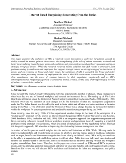 Interest Based Bargaining: Innovating from the Basics