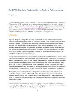 An HFES Guide to Participation in Federal Policymaking