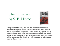 The Outsiders by SE Hinton y - UCF College of Education and