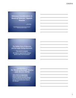 Advocacy Considerations in Board of Veterans` Appeals