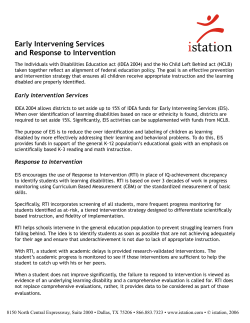 Early Intervening Services and Response to Intervention