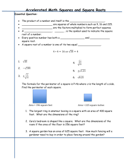 Accelerated Math Squares and Square Roots