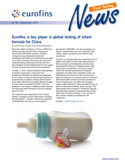 Eurofins is key player in global testing of infant formula for China