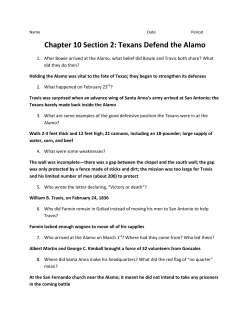 Chapter 10 Section 2: Texans Defend the Alamo