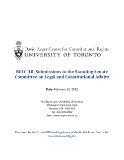 Bill C-10: Submissions to the Standing Senate Committee on Legal