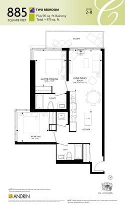 Plus 90 sq. ft. Balcony Total = 975 sq. ft.