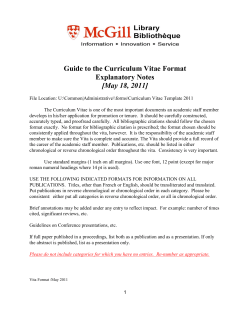 Guide to Curriculum Vitae Format