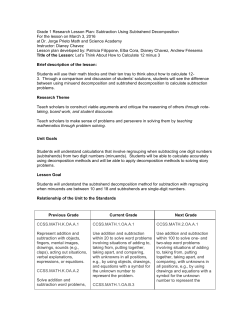 Grade 1 Research Lesson Plan: Subtraction Using Subtrahend