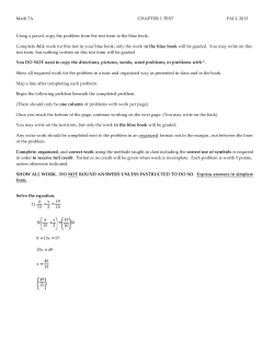Math 7A CHAPTER 1 TEST FALL 2013 Using a pencil, copy the