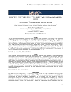 SORPTION COEFFICIENTS OF Cs ONTO VARIOUS MALAYSIAN