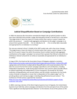 Judicial Disqualification Based on Campaign Contributions