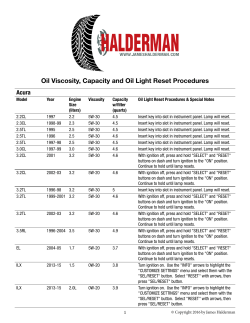 Oil Change specifics by make and model