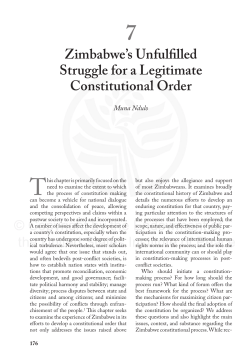 Zimbabwe`s Unfulfilled Struggle for a Legitimate