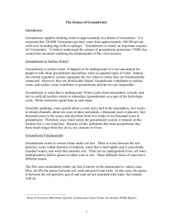 1 The Science of Groundwater Introduction Groundwater supplies