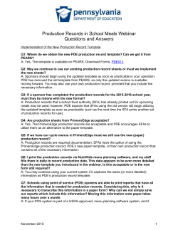 Production Records in School Meals Webinar