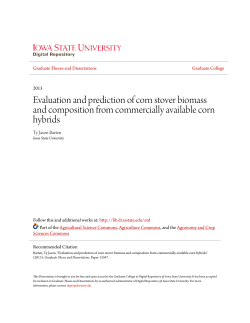 Evaluation and prediction of corn stover biomass and composition