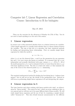 Computer lab 7, Linear Regression and Correlation Course