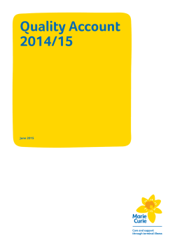 Marie Curie Quality Account 2014/15