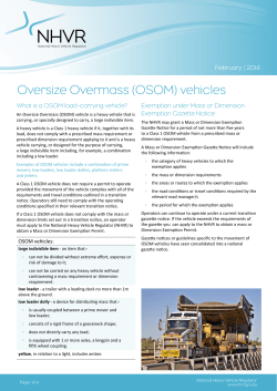 Oversize Overmass vehicles fact sheet