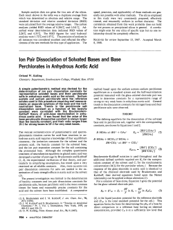 Ion Pair Dissociation of Solvated Bases and Base Perchlorates in